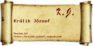 Králik József névjegykártya